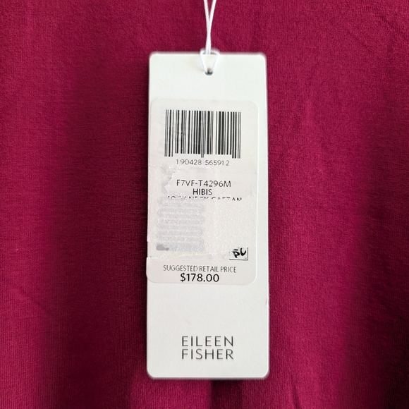 Eileen Fisher Hibiscus Mock Neck Caftan Slit Side Pullover Top Long Sleeves - M - Picture 4 of 14